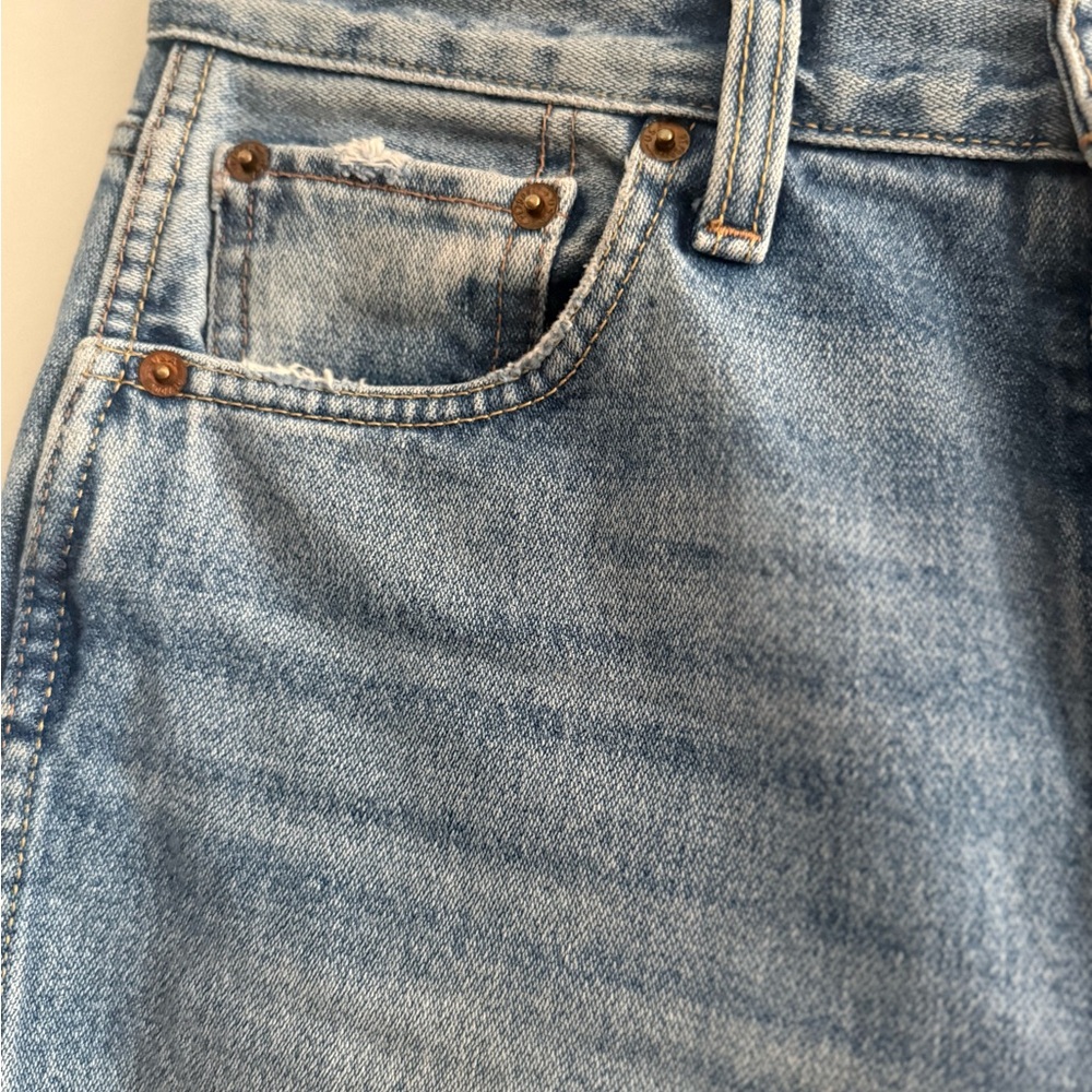 RE/DONE 90s High Rise Straight Jeans Distressed Knee Vintage Wash Denim Size 27 - Picture 5 of 13